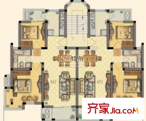 保利金色唐城戶型圖房型AB 2室2廳1衛(wèi)1廚