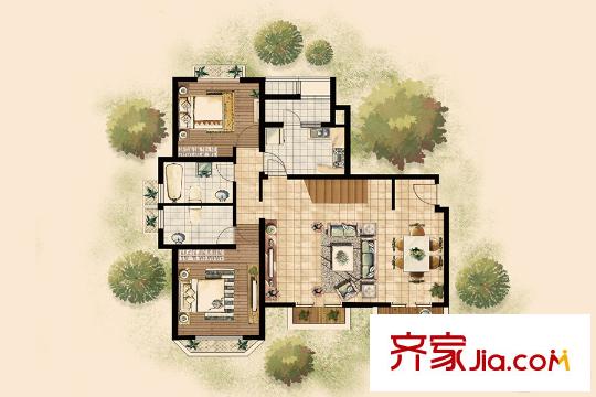 上尚缘B3户型 三层 3室2厅3卫1厨