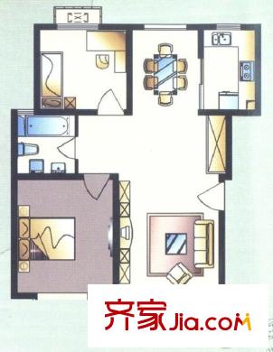 自然居家园户型图户型图 2室2厅1卫1厨