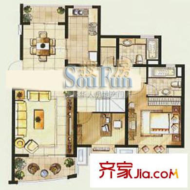 城市藝術(shù)季戶(hù)型圖E5躍層上層戶(hù)型 2室2廳2衛(wèi)1廚