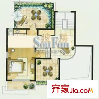 城市藝術(shù)季戶(hù)型圖A5躍層上層戶(hù)型 1室1廳1衛(wèi)1廚