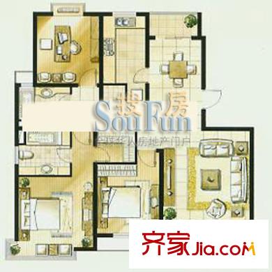 城市藝術(shù)季戶(hù)型圖A3型戶(hù)型 2室2廳2衛(wèi)1廚