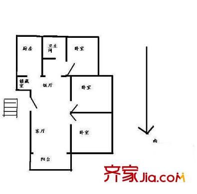 金盛公寓戶型圖戶型圖 3室 3室2廳2衛(wèi)1廚