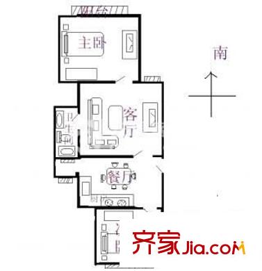 建德花园海棠苑户型图户型图 2室1厅1卫1厨