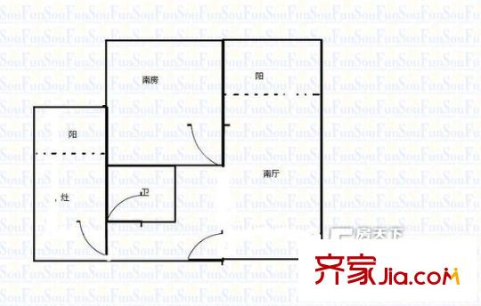 中星嘉萊苑戶型圖戶型圖 1室1廳1衛(wèi)1廚