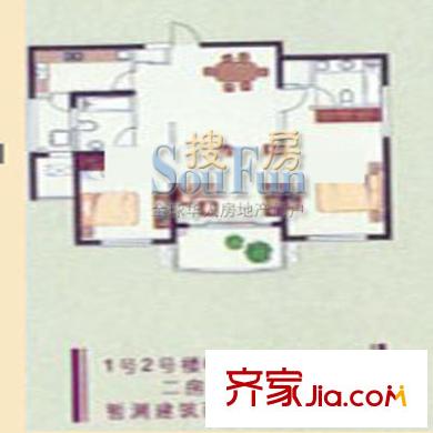 東明家園戶型圖B戶型 2室2廳2衛(wèi)1廚