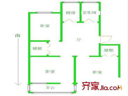 康博花園戶型圖戶型圖 3室 3室1廳1衛(wèi)1廚