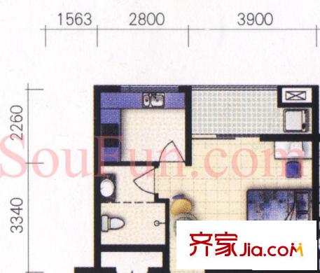 西苑陽光翠庭戶型圖戶型圖 1室 1室1廳1衛(wèi)1廚