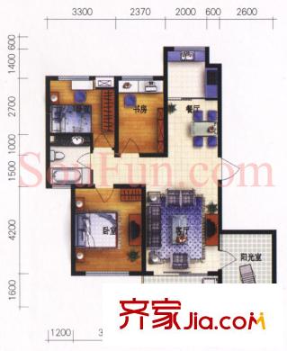 西苑陽光翠庭戶型圖戶型圖 4室 4室2廳1衛(wèi)1廚