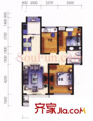 西苑陽光翠庭戶型圖戶型圖 3室 3室2廳1衛(wèi)1廚
