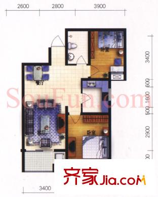 西苑陽(yáng)光翠庭戶(hù)型圖戶(hù)型圖 2室 2室2廳1衛(wèi)1廚