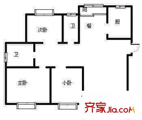 德馨公寓 3室 戶型圖