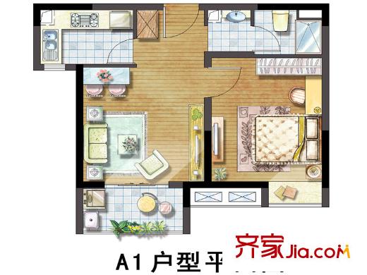 凱德新視界A1戶型平面圖 1室1廳1衛(wèi)1廚