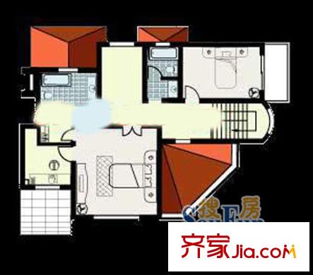 東源麗晶別墅戶型圖F18戶型二層 2室2衛(wèi)