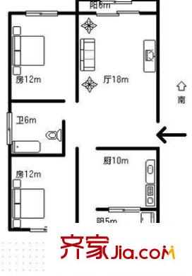 東溝三村 2室 戶型圖
