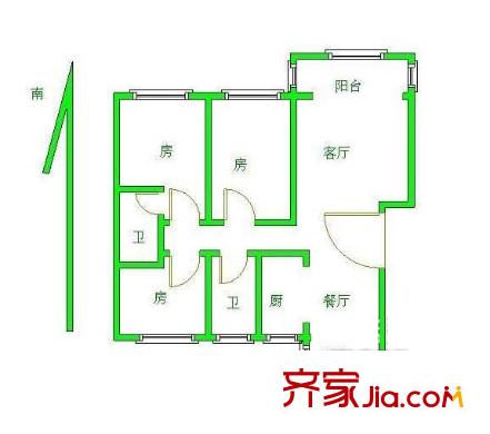 文靖新村戶型圖戶型圖 3室 3室2廳1衛(wèi)1廚