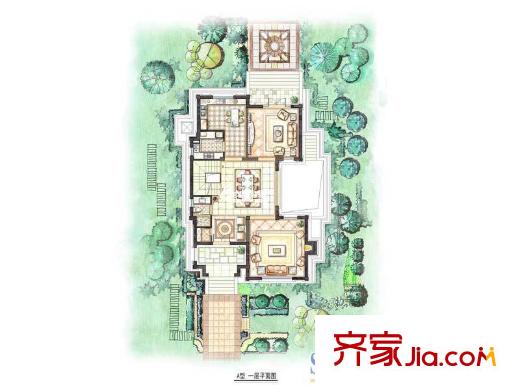 東郊紫園A戶型一層 3室3廳1衛(wèi)1廚