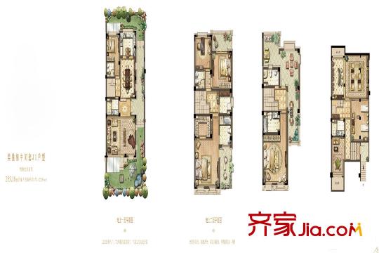 晶苑四季御庭四期J1户型 3室4厅4卫1厨