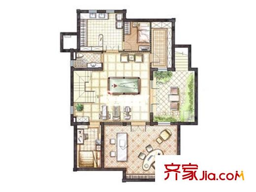 東郊紫園A戶型地下室 3室1廳1衛(wèi)1廚