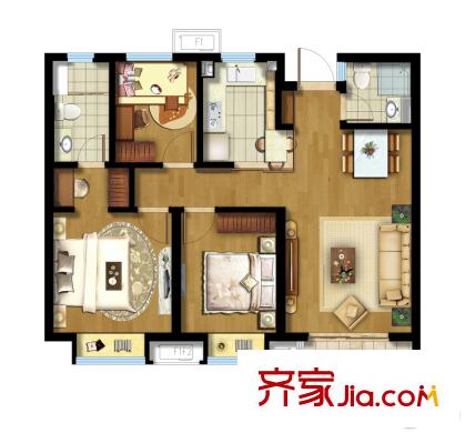 東原逸墅A戶型 3室2廳2衛(wèi)1廚