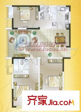 歐洲城戶型圖戶型圖 3室 3室1廳1衛(wèi)1廚