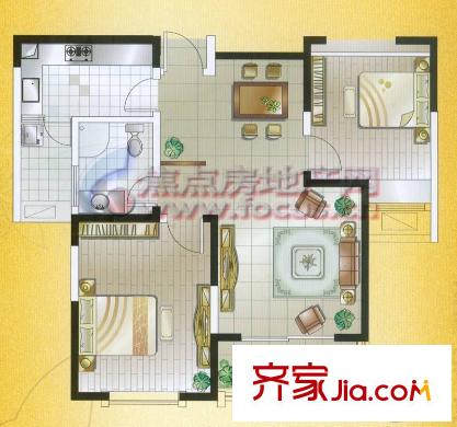 歐洲城戶型圖 戶型圖 2室 2室1廳1衛(wèi)