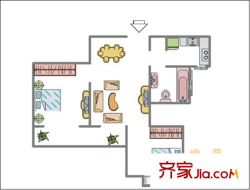 上海 凯润金城 2室 户型图