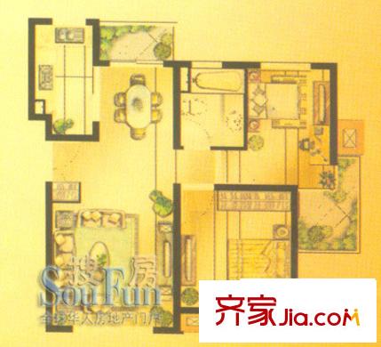 丽景花园户型图户型图 2室2厅1卫