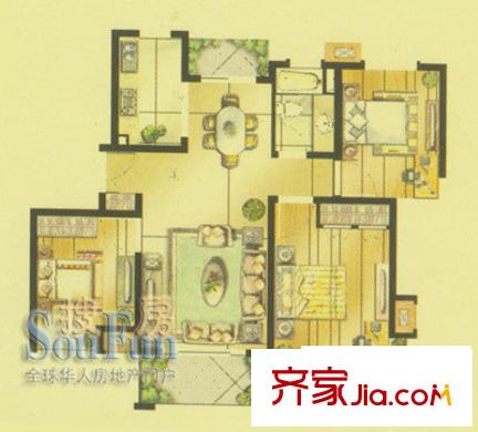 丽景花园户型图户型图 3室2厅1卫