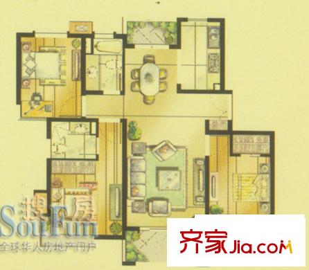丽景花园户型图户型图 3室2厅2卫