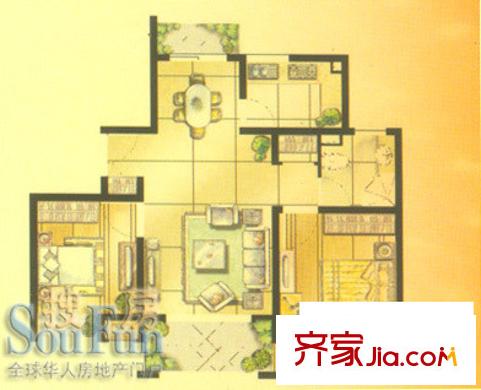 丽景花园户型图户型图 2室2厅1卫