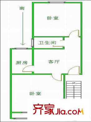 沿河三村戶型圖戶型圖 2室 2室2廳1衛(wèi)1廚