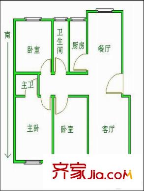 沿河三村戶型圖戶型圖 3室 3室2廳2衛(wèi)1廚