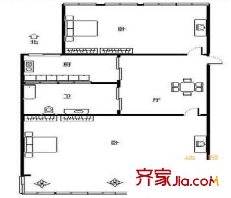 沿河三村戶型圖戶型圖 2室 2室1廳1衛(wèi)1廚