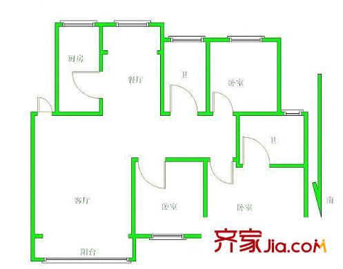 宇業(yè)東方紅郡戶型圖戶型圖 3室 3室2廳1衛(wèi)2廚