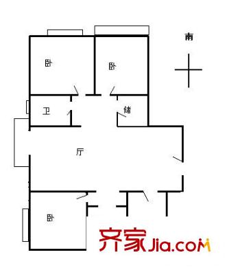 天成小区户型图户型图 3室2厅1卫1厨