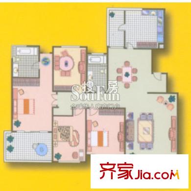 丹芳苑戶(hù)型圖4室2廳2衛(wèi)1廚