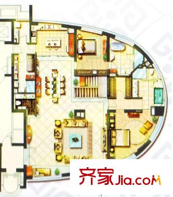 王子晶品户型图复式一层01室户型图