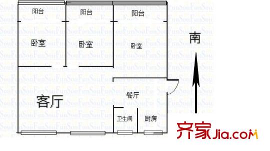南苑真園戶型圖戶型圖 3室 3室2廳1衛(wèi)1廚