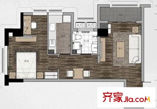 盛世公館戶型圖戶型圖 1室 1室1廳1衛(wèi)1廚