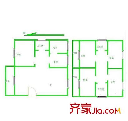 愛濤漪水園戶型圖戶型圖 5室  5室3廳3衛(wèi)1廚