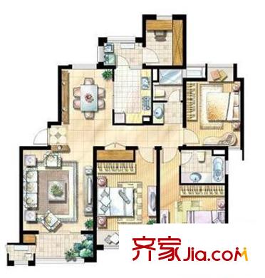 富顿街区户型图F户型图 3室2厅2卫