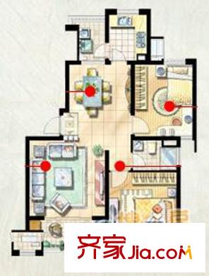 富顿街区户型图8号标准层F型 2室2厅