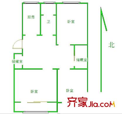 長(zhǎng)虹路住宅戶型圖戶型圖 3室 3室1廳1衛(wèi)1廚