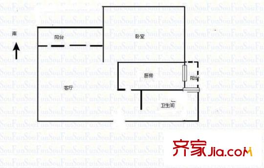 高盛家園戶型圖戶型圖 1室1廳1衛(wèi)1廚