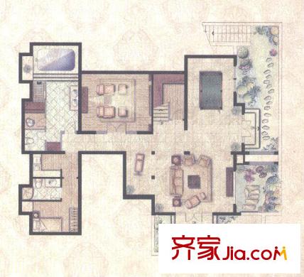 圣塔路斯B1户型地下室 5室3厅4卫1厨