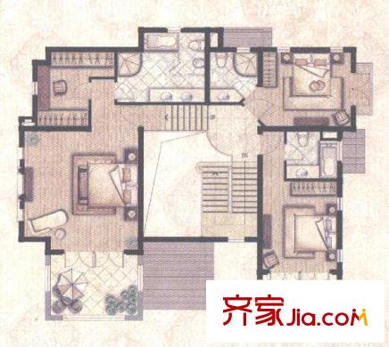 圣塔路斯C3户型二层 4室2厅4卫1厨