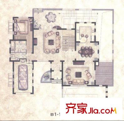 圣塔路斯B1户型一层 5室3厅4卫1厨