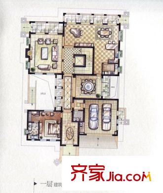 東郊半島別墅G戶型一層 1室3廳2衛(wèi)2廚