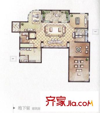 東郊半島別墅H戶型地下室 1室2廳3衛(wèi)
